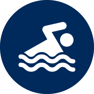 Swimming icon on blue