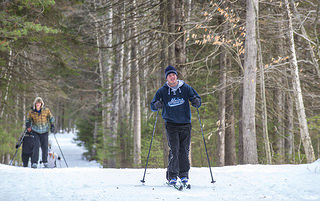 Students cross country skiing.