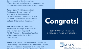 Congrats to the 2019 Summer Faculty Research Fund Awardees