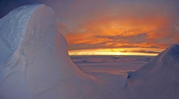 Image of arctic landscape and sunset