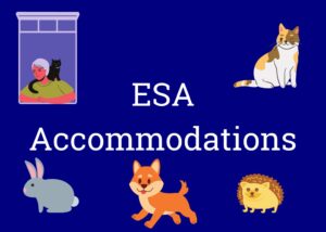 Clickable button labeled "ESA Accommodations" with cartoon animals