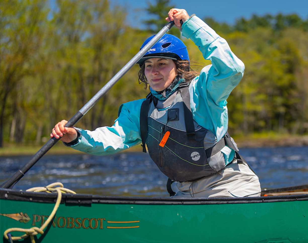 A photo of a student canoeing